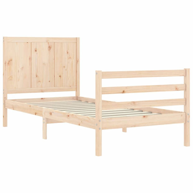 vidaXL Bedframe met hoofdbord massief hout 90x200 cm