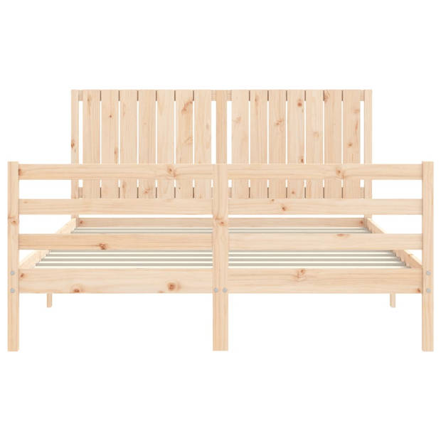 vidaXL Bedframe met hoofdbord massief hout 160x200 cm