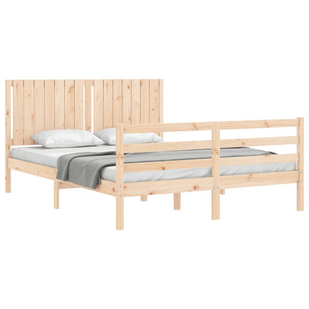 vidaXL Bedframe met hoofdbord massief hout 160x200 cm