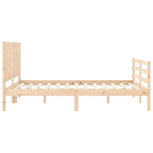 vidaXL Bedframe met hoofdbord massief hout 160x200 cm