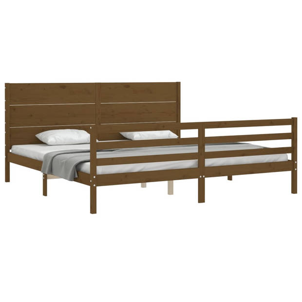 vidaXL Bedframe met hoofdbord massief hout honingbruin 200x200 cm