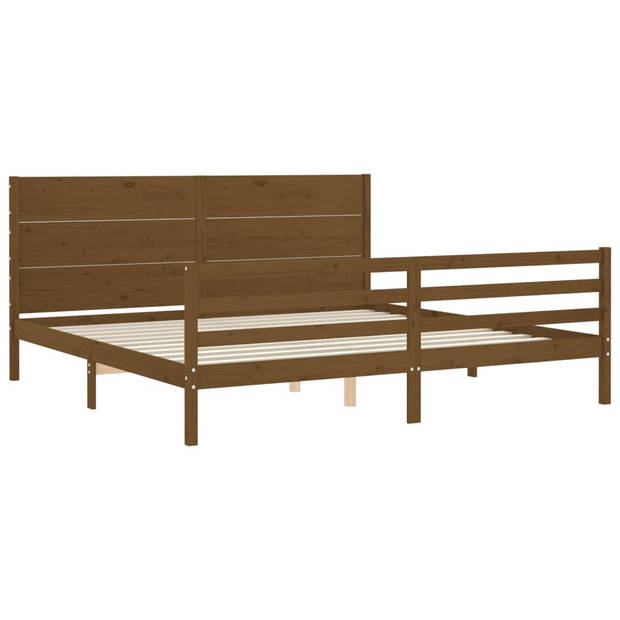 vidaXL Bedframe met hoofdbord massief hout honingbruin 200x200 cm