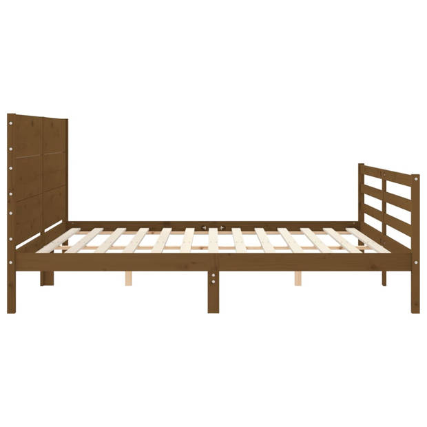 vidaXL Bedframe met hoofdbord massief hout honingbruin 200x200 cm