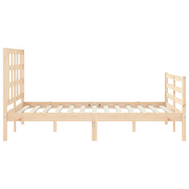 vidaXL Bedframe met hoofdbord massief hout 140x200 cm