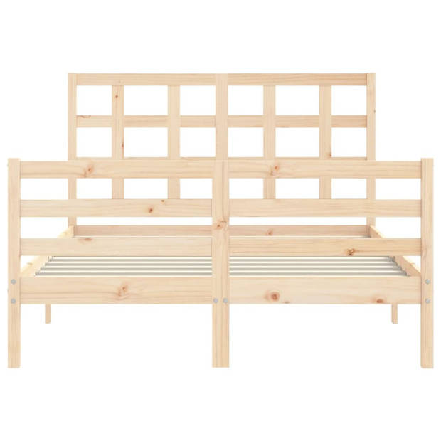 vidaXL Bedframe met hoofdbord massief hout 140x200 cm