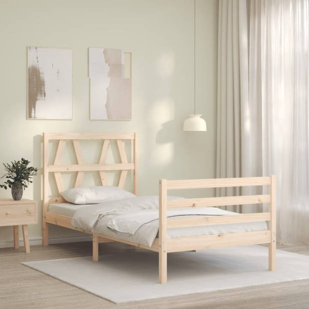 vidaXL Bedframe met hoofdbord massief hout