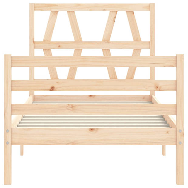 vidaXL Bedframe met hoofdbord massief hout