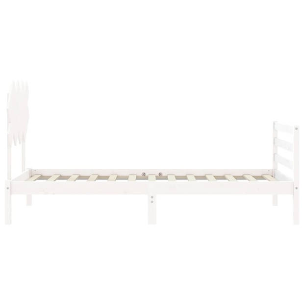 vidaXL Bedframe met hoofdbord massief hout wit 100x200 cm