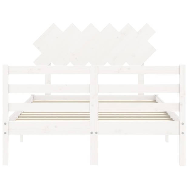 vidaXL Bedframe met hoofdbord massief hout wit