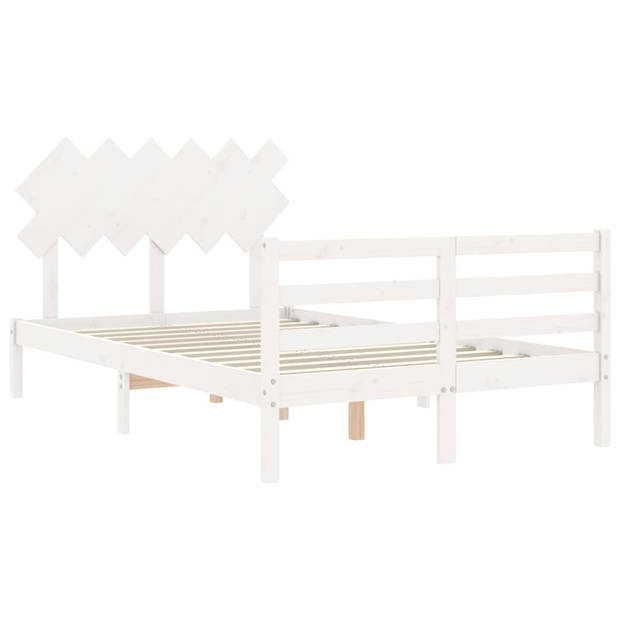 vidaXL Bedframe met hoofdbord massief hout wit