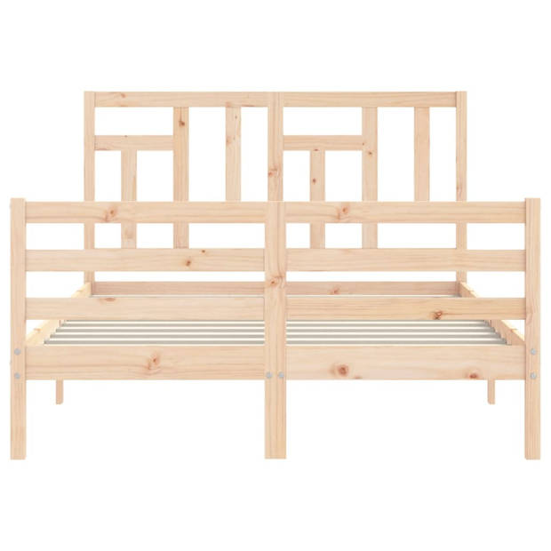 vidaXL Bedframe met hoofdbord massief hout 120x200 cm