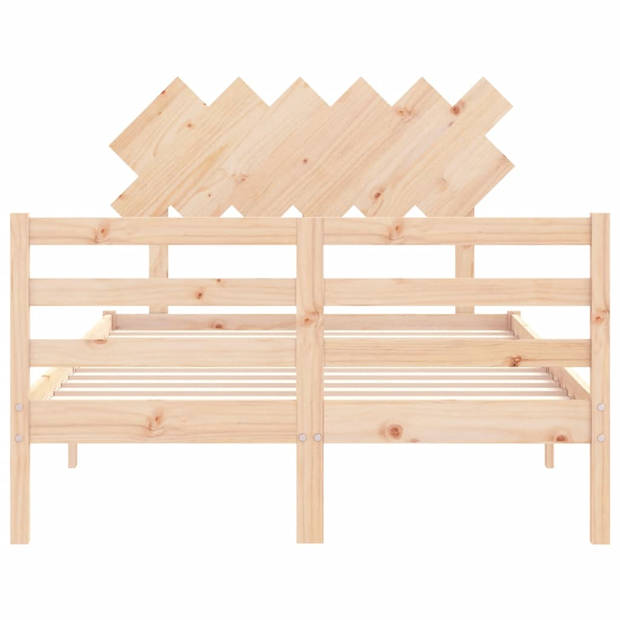 vidaXL Bedframe met hoofdbord massief hout