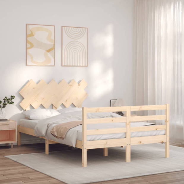 vidaXL Bedframe met hoofdbord massief hout