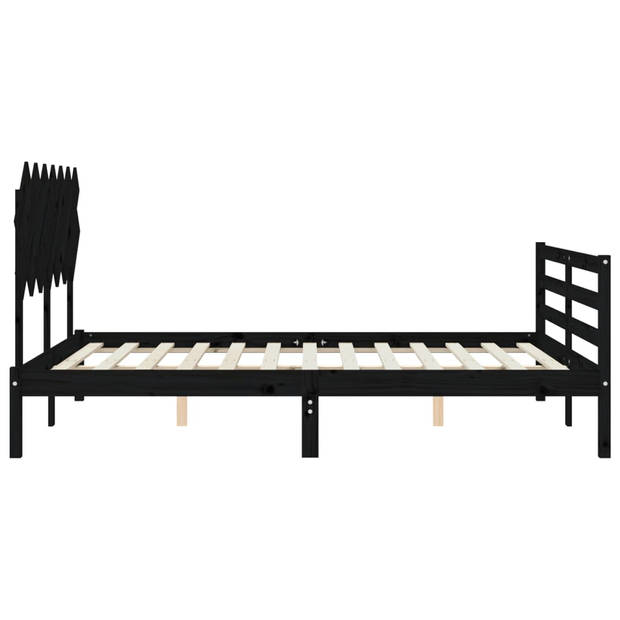 vidaXL Bedframe met hoofdbord massief hout grijs 140x190 cm