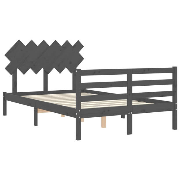 vidaXL Bedframe met hoofdbord massief hout grijs