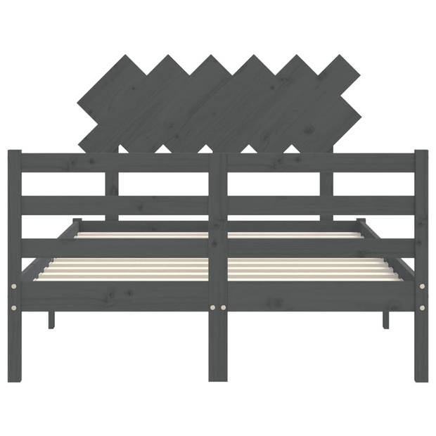 vidaXL Bedframe met hoofdbord massief hout grijs