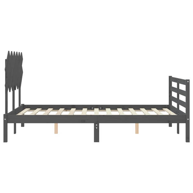 vidaXL Bedframe met hoofdbord massief hout grijs