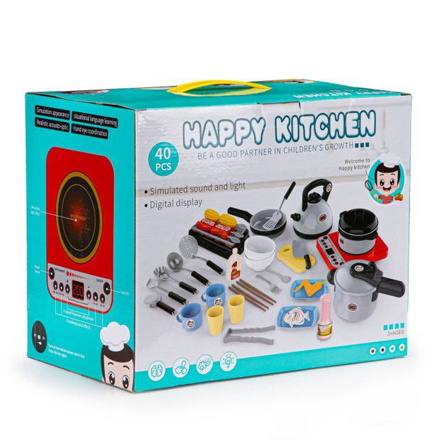 Happy kitchen 40 delige speelgoedset voor koken en grillen met licht en geluid