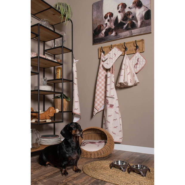 HAES DECO - Set van 2 Ovenwanten voor een Kind - 12x21 cm - 100% Katoen - Dachshund Love