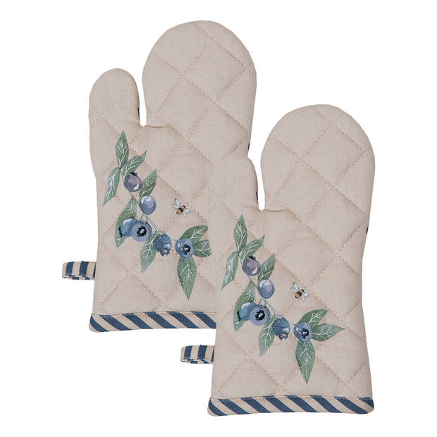 HAES DECO - Set van 2 Ovenwanten voor een Kind - 12x21 cm - 100% Katoen - Blueberry Fields