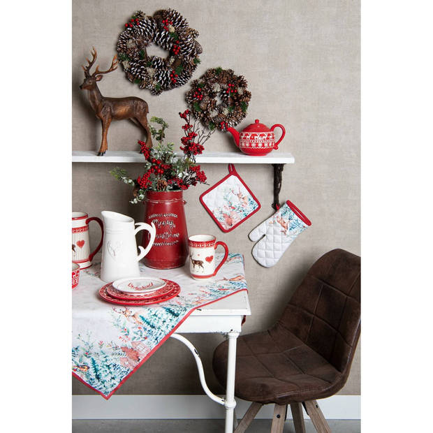 HAES DECO - Set van 2 Ovenwanten - 18x30 cm - 100% Katoen - Dearly Christmas