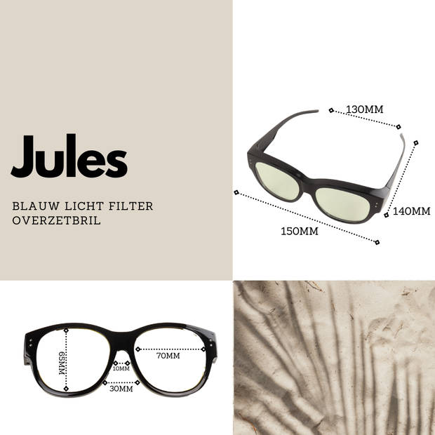 Montour Blauw Licht Filter Overzetbril - Jules - Ovaal Model - Zwart - Dames