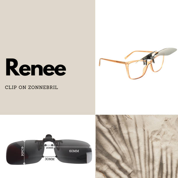 Montour Clip On Zonnebril - Renee - Vierkant Model - Zwart - Gepolariseerde Glazen
