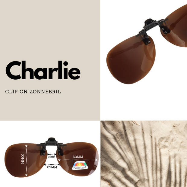 Montour Clip On Zonnebril - Charlie - Ovaal Model - Bruin - met Gepolariseerde Glazen