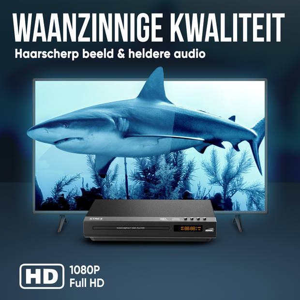 Strex DVD Speler Met HDMI - Full HD 1080P - Afstandsbediening - USB - HDMI/RCA - Regio Vrij - Zwart