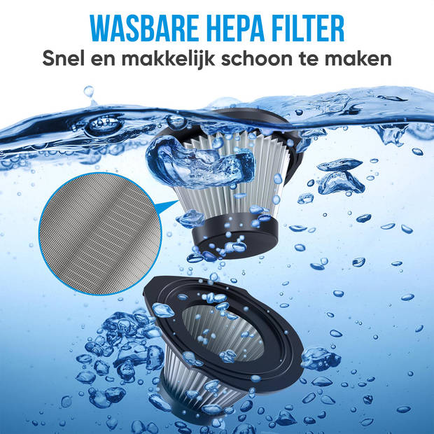 Strex Kruimeldief - Snoerloos - Kruimelzuiger Nat & Droog - 3 Opzetstukken - 14000PA - HEPA Filter - LED Verlichting -