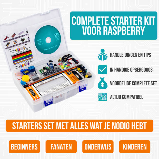 Strex Starter Kit geschikt voor Raspberry Pi - 189 Delig - Pi3 & Pi4 - GPIO / Afstandsbediening / Motor / LCD Display /