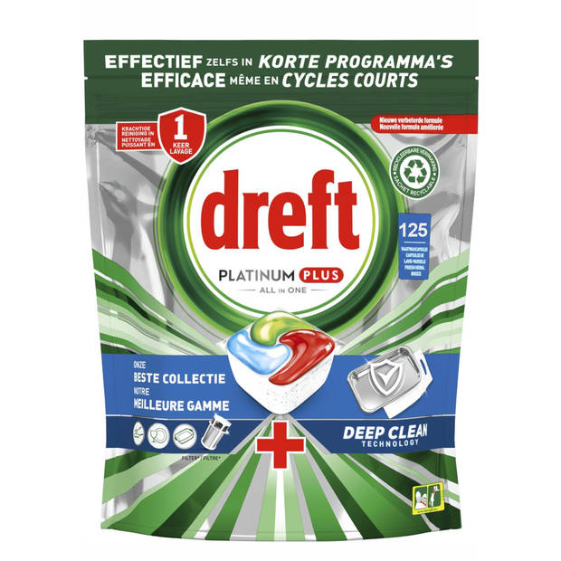 Dreft Platinum Plus All-in-One Vaatwastabletten Deep Clean - 5x25 Stuks