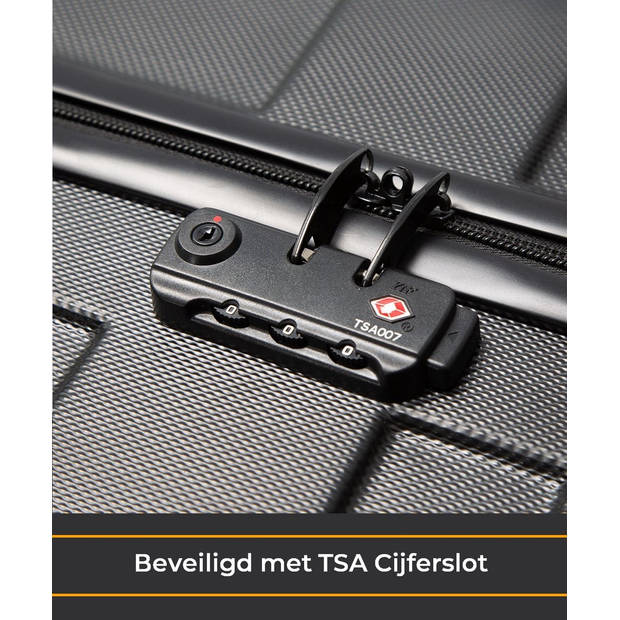 Zedar K600 Kofferset - Trolleyset 3-delig met TSA slot - handbagage en groot - Zwart