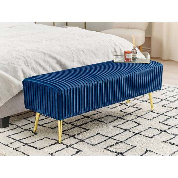 Beliani PATERSON - Hocker-Blauw-Fluweel