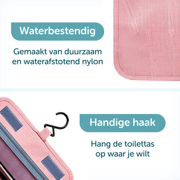 ForDig Toilettas Roze - Hanging Toilet Reis Tas met Haak - Hangend Make-Up Etui Organizer voor Toiletartikelen -