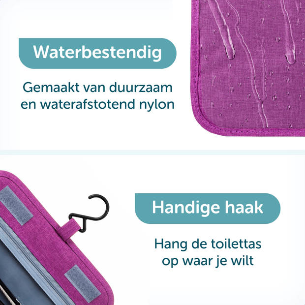 Reis Toilettas Hangend met Haak – Travel Etui Organizer voor Toiletartikelen Kamperen & Reizen – Toilet Bag – Roze