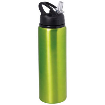 Waterfles/sportfles/drinkfles&nbsp;sporty - groen - aluminium/kunststof - 800 ml - Drinkflessen