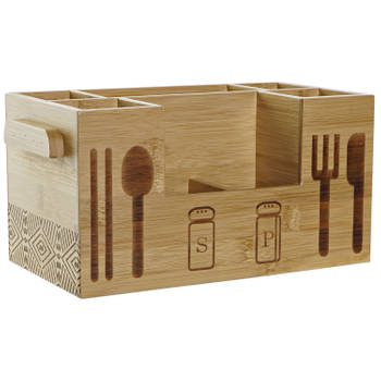 Items keukengerei/bestek houder - 31 x 16 x 15 cm - bamboe hout - Keukenhulphouders