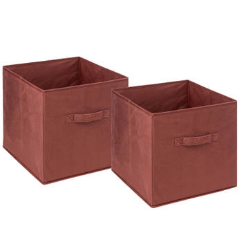 5Five Opbergmand/kastmand - 2x - vakkenkast - 29 liter - bordeaux rood - 31 x 31 x 31 cm - Opbergmanden