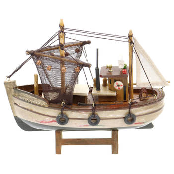 Vissersboot schaalmodel - Hout - 20 cm - Maritieme boten decoraties voor binnen - Beeldjes