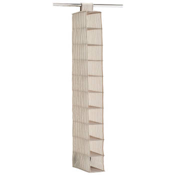 Zeller kast organiser - hangend - 10 vakken - 15 x 30 x 129 cm - beige - Opbergmanden