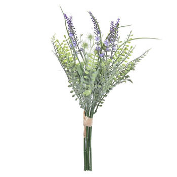 Items Lavendel kunstbloemen - bosje met stelen van paarse bloemetjes - 14 x 42 cm - Kunstplanten