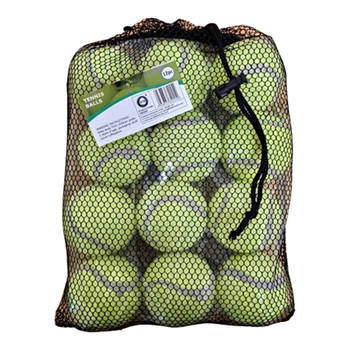 DID Tennisballen voordeelpakket - 12x stuks - geel - rubber/katoen - Tennisballen
