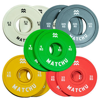 Matchu Sports Fractional plates - Set - 2x elk gewicht - Grijs, beige, groen, geel, rood - Rubber