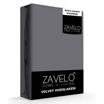 Zavelo Flanel Velvet Hoeslaken Antraciet-Lits-jumeaux (180x200 cm)