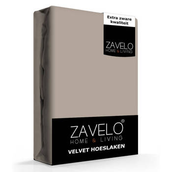 Zavelo Flanel Velvet Hoeslaken Taupe-Lits-jumeaux (160x200 cm)