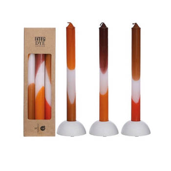Dip Dye Candles Set 3 st. Orange/Brown