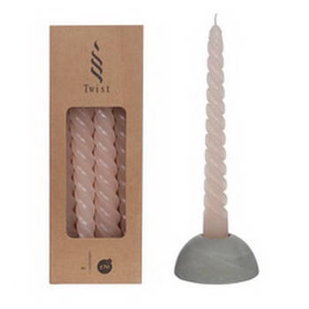 Twisted Candles Set 4 st. White Pink