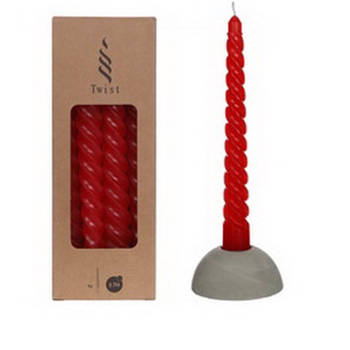 Twisted Candles Set 4 st. Red