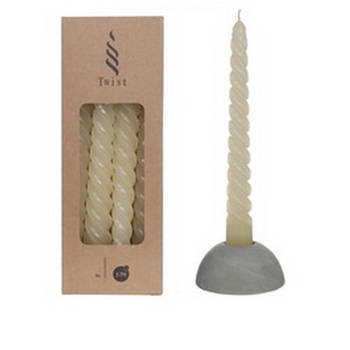 Twisted Candles Set 4 st. Crème